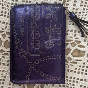 Coach Metallic Purple Leather Wristlet